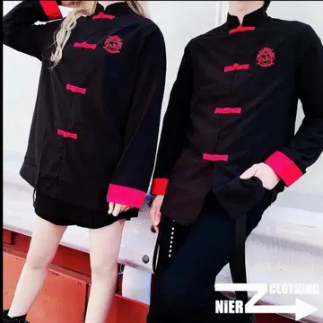 NieR 차이나 버튼 BLACK SHIRT RED