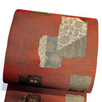 후쿠로 오비 진흙 염색 색지 당초 무늬 당초 무늬 기모노 122tz