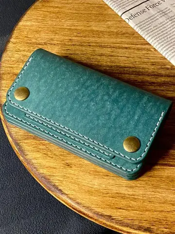 트래커 지갑/이탈리아 가죽/터콰이즈/가죽 지갑/지갑/천연 가죽