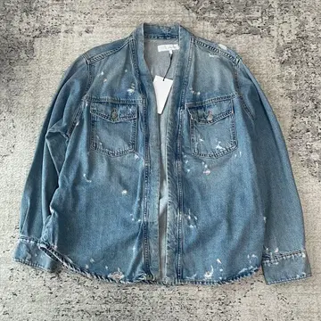 [미착용] 정가 7,990엔 코트풍 데님 셔츠 허리 벨트 포함