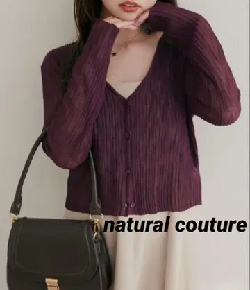 골지 V넥 시어 가디건 보르도 natural couture