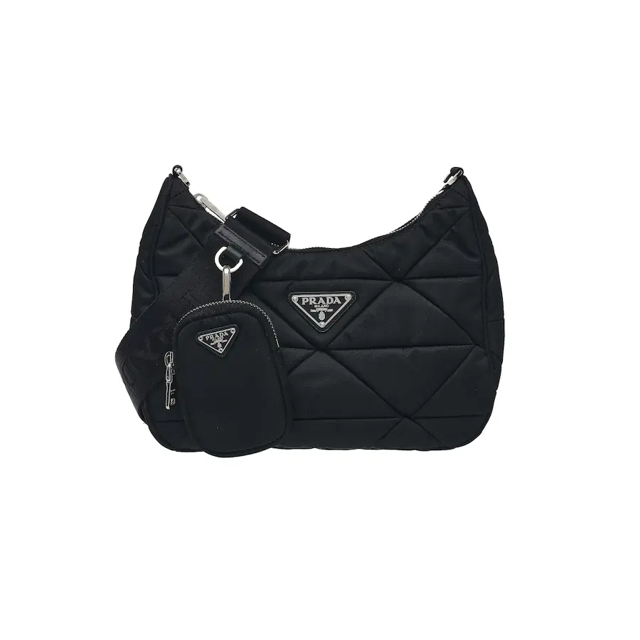 Prada Re-Edition 绗缝 Saffiano 皮革和再生尼龙单肩包 黑色