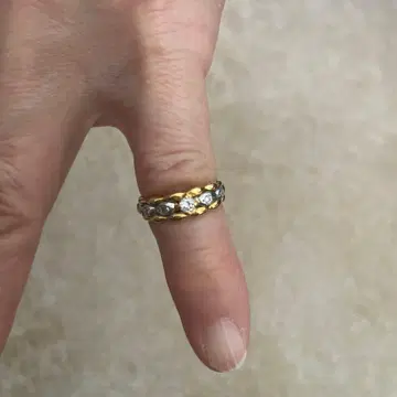 골드톤 다이아몬드 스톤 반지