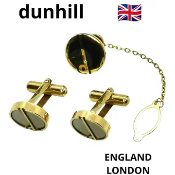 [던힐] 커프링크스와 넥타이핀 세트 골드 x 블랙