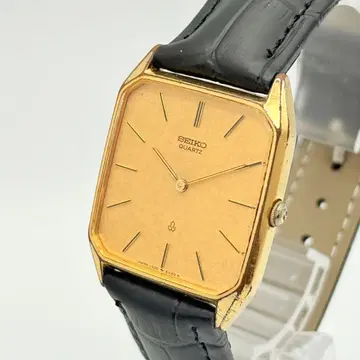 새상품 배터리 작동 SEIKO 샤리오 남성용 골드 시계 탱크 스퀘어