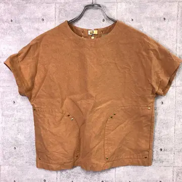 UNITED ARROWS 구제 의류 브론즈 원형 스터드 린넨 상의