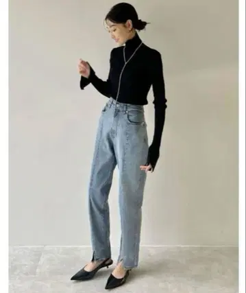 리디 센터 슬릿 리사이클 데님 팬츠