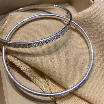 SV990 각인 있음 실버 뱅글 세트 (큐빅 포함)