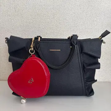 사만사 베가 프릴 토트 하트 파우치 블랙 미니백