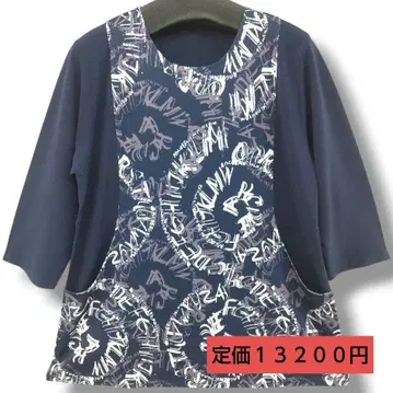 튜닉 A라인 네이비 한국 봄/여름 티셔츠 7부 소매 영문 프린트