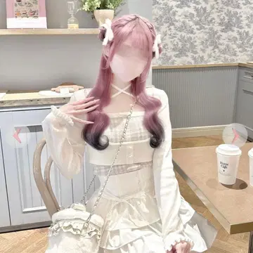 HONEY MEW 체크 크로스 앙상블 상의