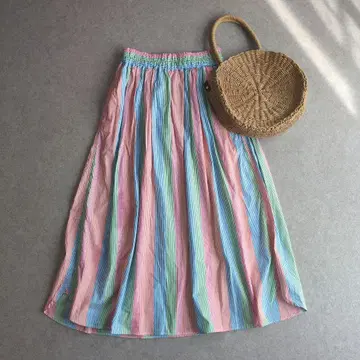 빔즈 보이 멀티 스트라이프 이지 스커트 플레어 롱 개더