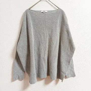 유니클로 면 캐시미어 리브 니트 스웨터 M 라이트 그레이 루즈핏