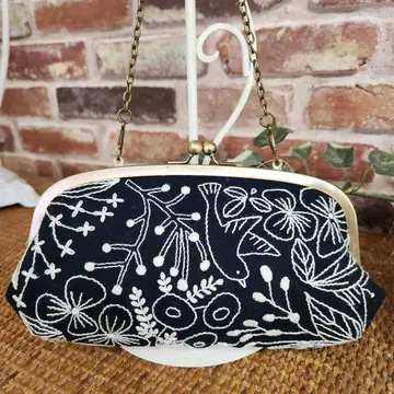 수제 자수 장지갑 모녀 가마구치 핸드메이드