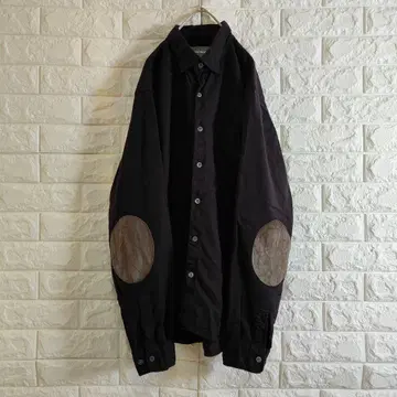 엘보우 패치 긴팔 셔츠 버튼 다운 다크 퍼플 L