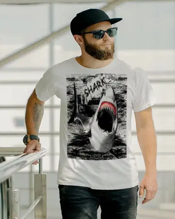 상어 그래픽 T셔츠 M