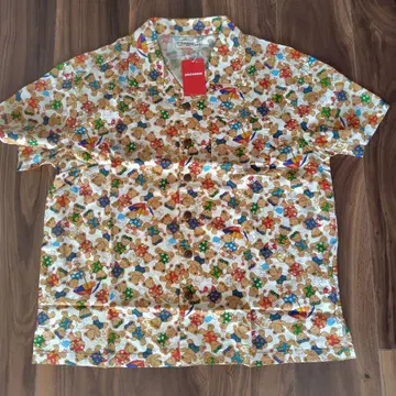 새상품 미키하우스 곰 무늬 성인용 반팔 셔츠 아로하 셔츠