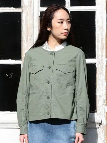 노카라 밀리터리 자켓 coen 코엔 카키 그린