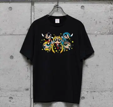 세일러문 x 파워퍼프걸 T셔츠 L 블랙