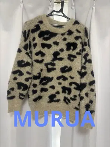MURUA 레오파드 무늬 긴팔 니트 스웨터