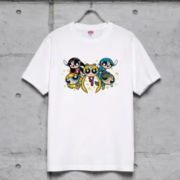 세일러문 x 파워퍼프걸 T셔츠 L 사이즈 화이트