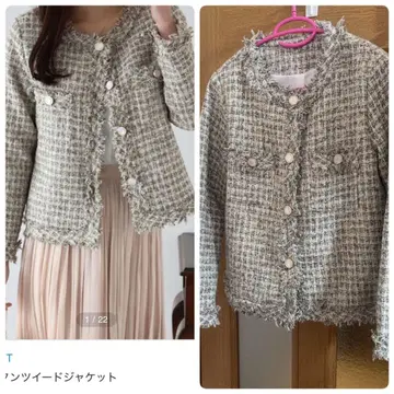 입학식 입학식 블루이스트 펄 버튼 트위드 자켓