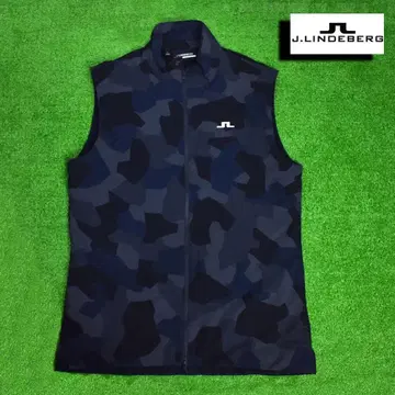 J.LINDEBERG/골프 지퍼 베스트 [ 네이비 카모/XL ] 새상품!