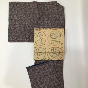 [ 1629 ] 코몬 크레이프 원단 국화 문양 이중 기모노