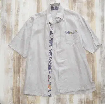 고급 카리유시 의류 L 그레이 버튼 다운 일본풍 패턴 빙가타풍 새상품급