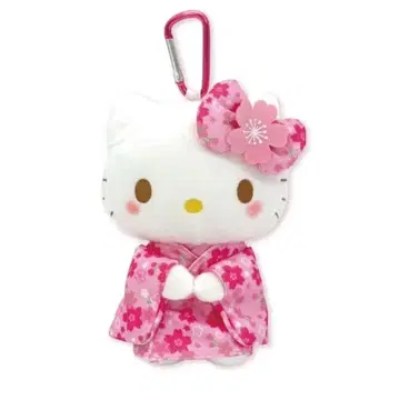 미사용 새상품 봉제 인형 에코백 헬로키티 벚꽃 기모노 마스코트 키링