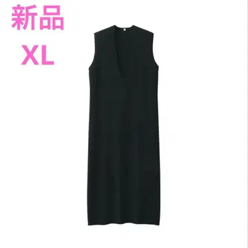 MUJI 무지 라보 더블 페이스 니트 원피스 여성 XL 블랙