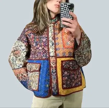 ZARA 퀼팅 자켓 패치워크 올 패턴 사이즈 L 7194