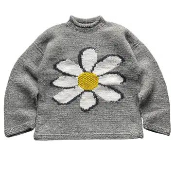 80s 에콰도르 니트 데이지 차콜