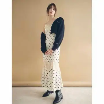 FRAY I.D 레이스 트리밍 머메이드 원피스 도트 아이보리 0