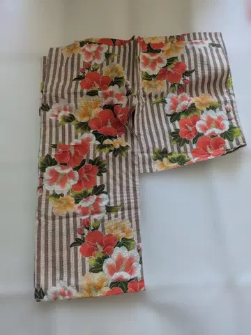 하이비스커스 패턴 스트라이프 유카타