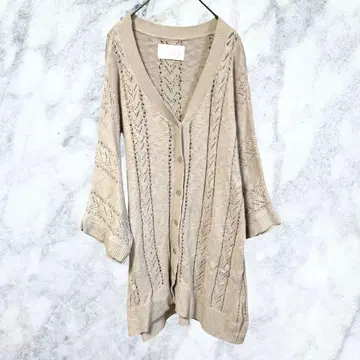 12701 누아르 라벨 시스루 니트 롱 가디건 면 100% 봄/가을