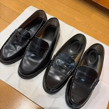 2켤레 블랙 가죽 로퍼 스트레이트 팁