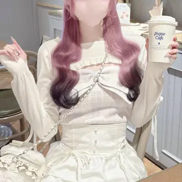 HONEY MEW 빅 리본 체크 앙상블 상의 색스 블루