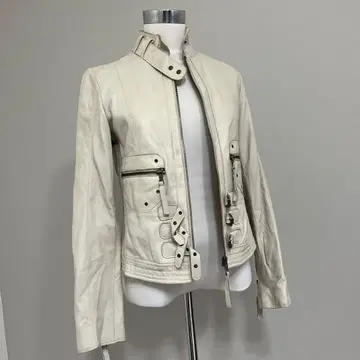 라이더 자켓 화이트 가죽 자켓 y2k leather jacket