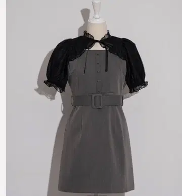 레이스 케이프 벨트 미니 원피스