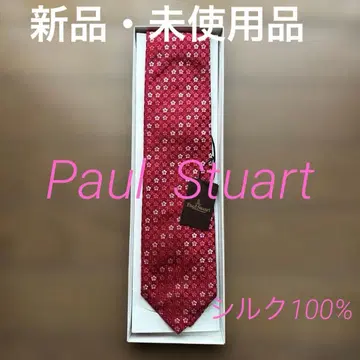 Paul Stuart 꽃무늬 실크 넥타이 빨간색 박스형