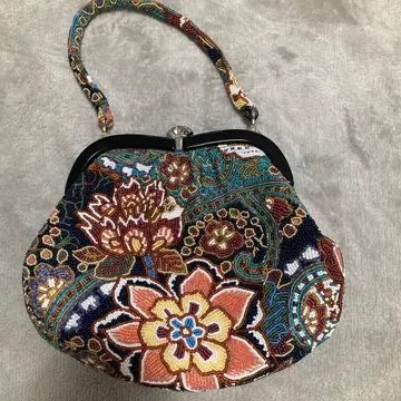 꽃무늬 총 비즈 가마구치 일본 의류 핸드백 기모노 유카타 결혼식 파티