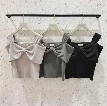 An MILLE 리본 디자인 리브 TP 블랙