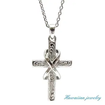 하와이안 주얼리 목걸이 크로스 실버