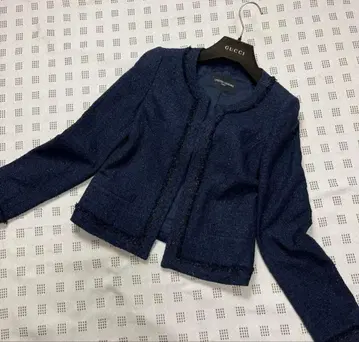 유나이티드 애로우즈 노카라 자켓 라메 트위드