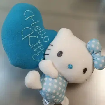 [산리오 복권 키티] 봉제 인형 키링 하트 파랑 레어 희귀