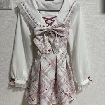 LIZ LISA 베어 패턴 셋업 화이트