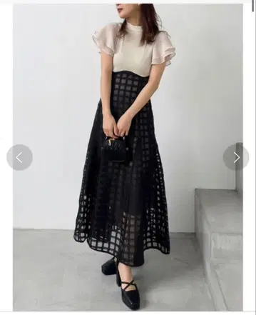 dazzlin 시어 체크 코르셋 원피스