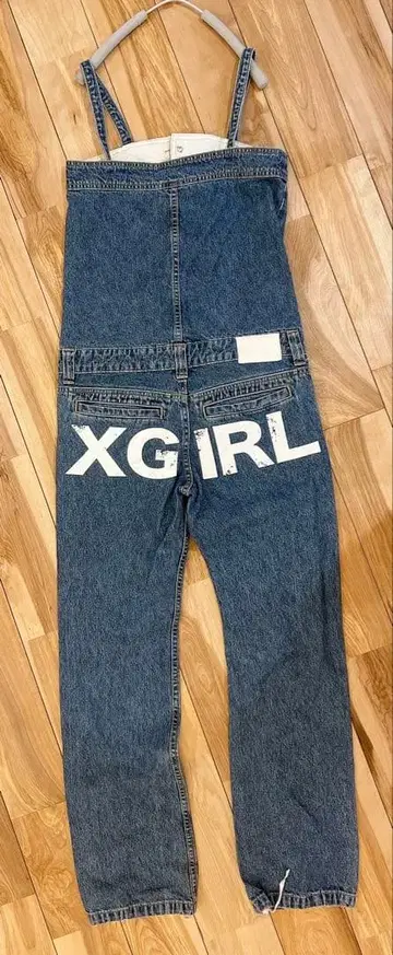 x-girl 엑스걸 데님 살로펫 드로스트 빅 로고 사이즈 1