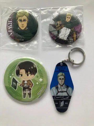 진격의 거인 리바이 엘빈 캔뱃지 아크릴 키링